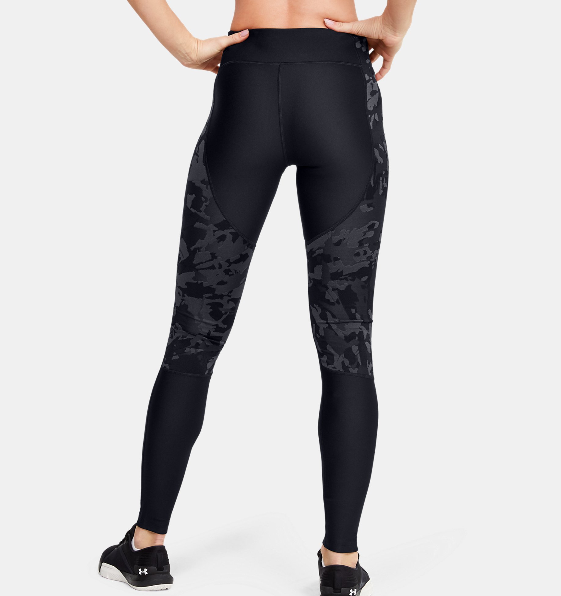 Under Armour HeatGear Perf Inset Graphic Womens Long Training Tights Black 